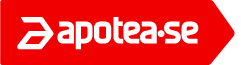 Apotea logo in white on red background