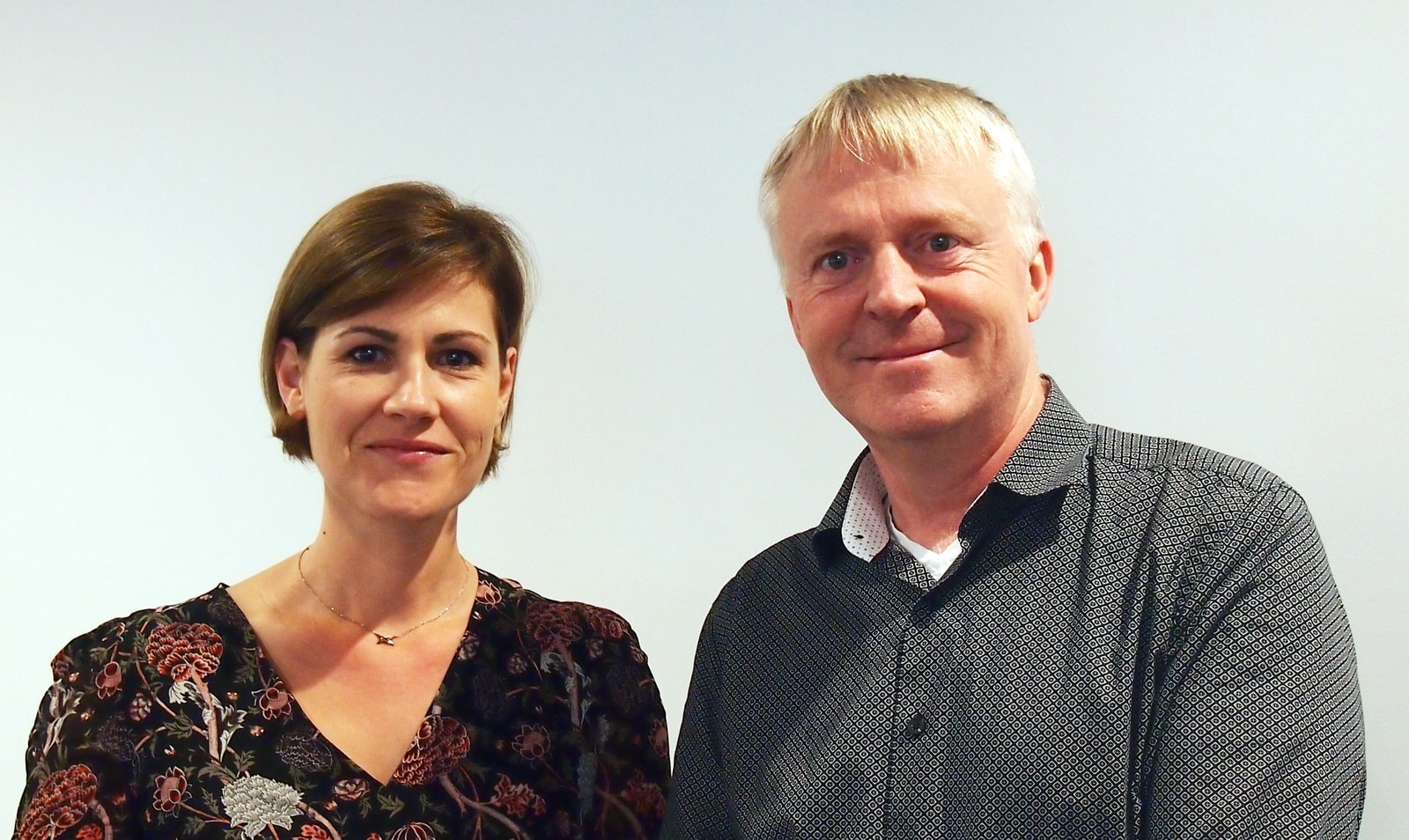 Isabelle Dubois Bion and Dag-Adler Blakseth looking into the camera.