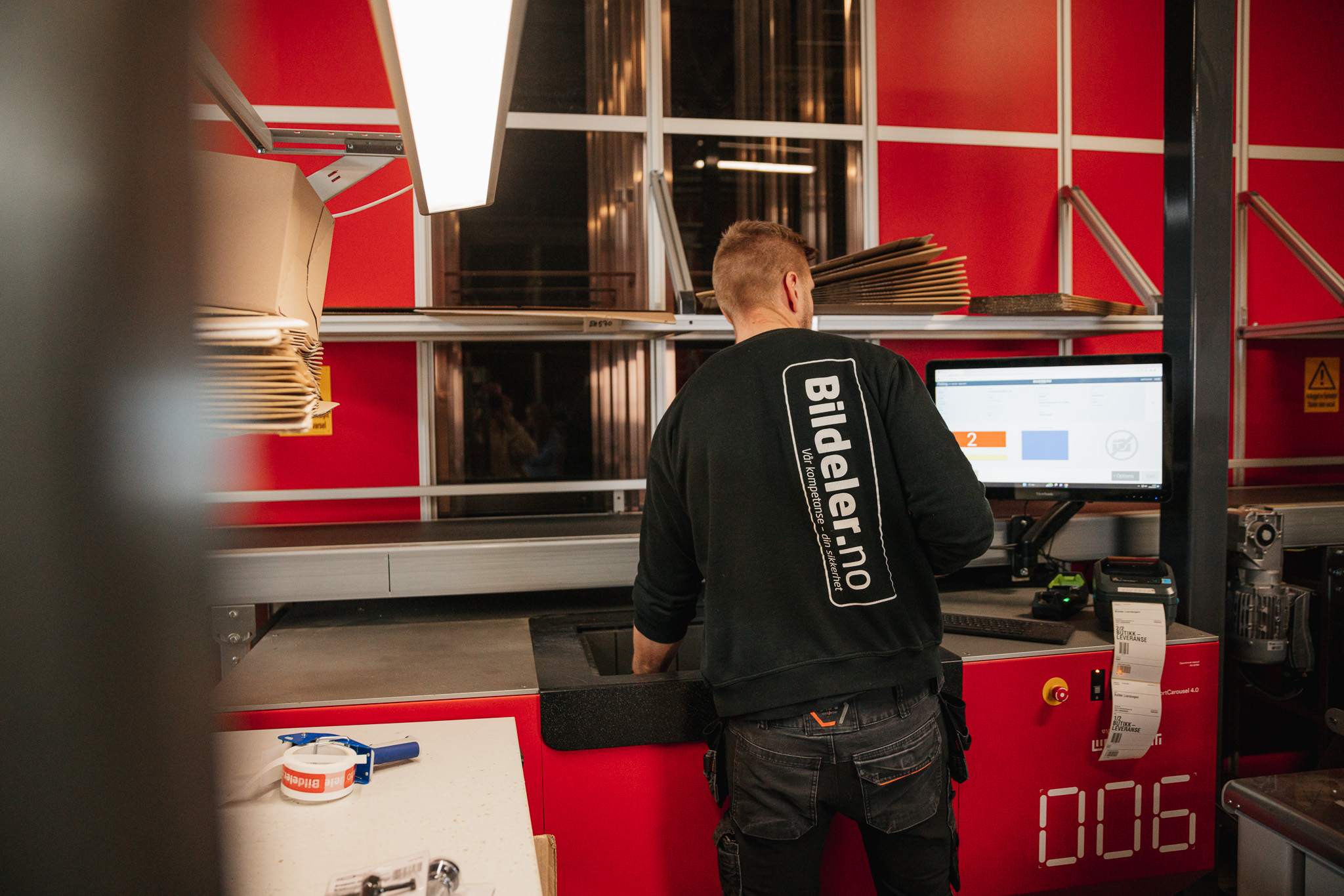 Man working at a workstation