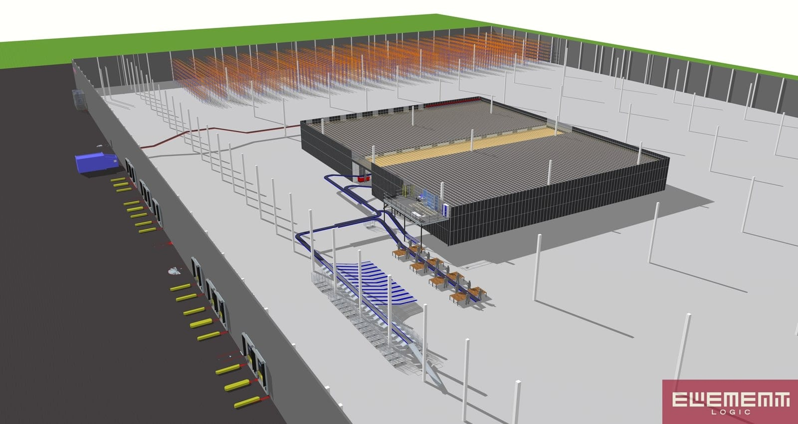 Illustration of an automated warehouse