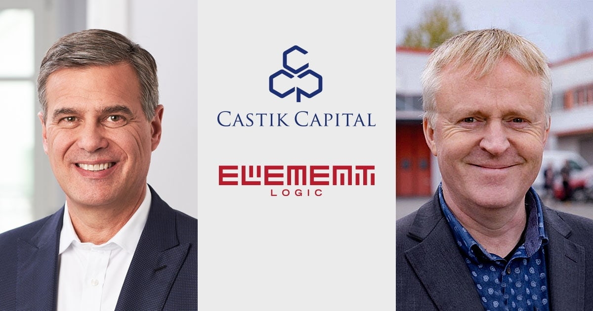 Picture collage with Michael Phillips and Dag-Adler Blakseth, with logos from Castik Capital and Element Logic