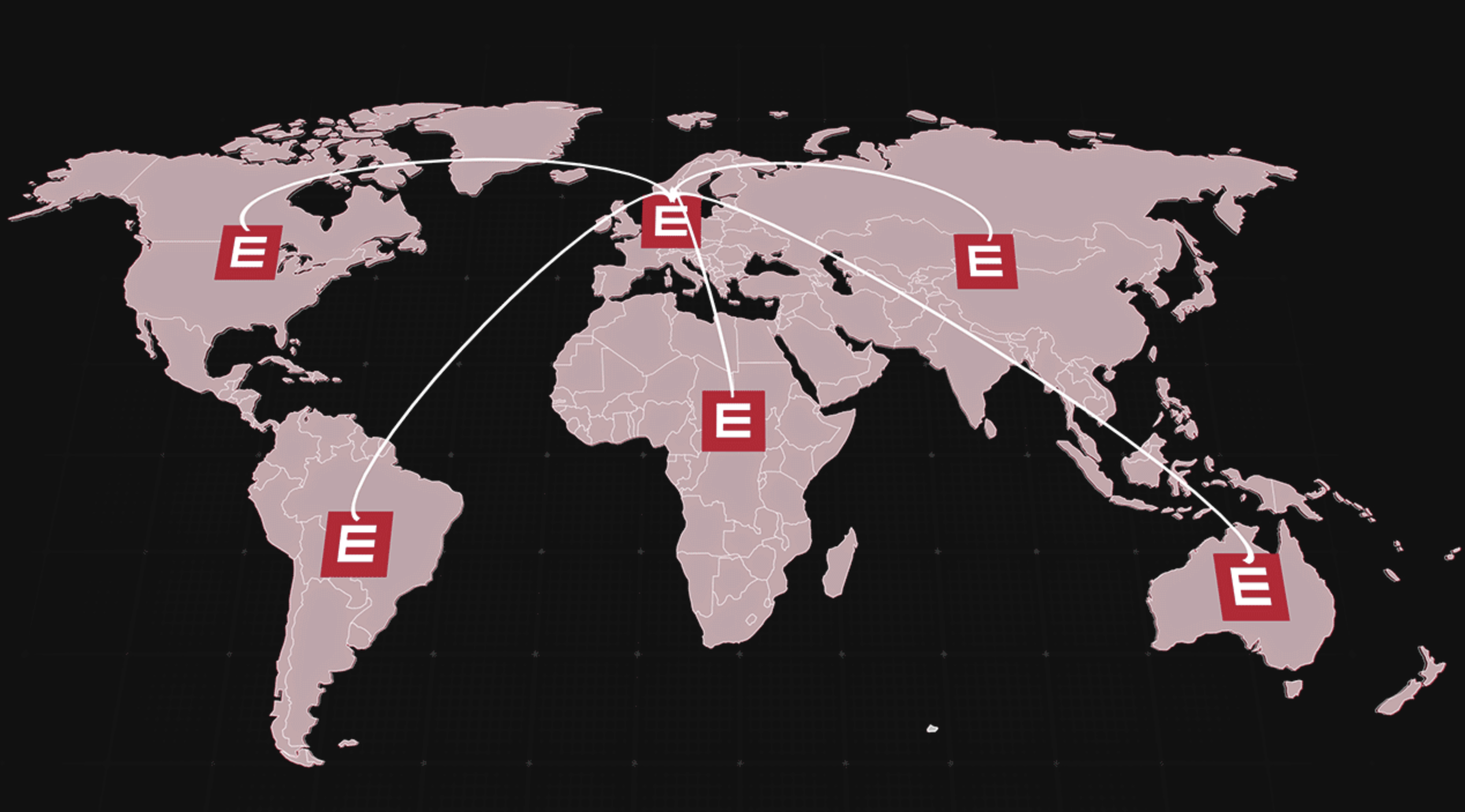 World map with Element Logic logos on different locations