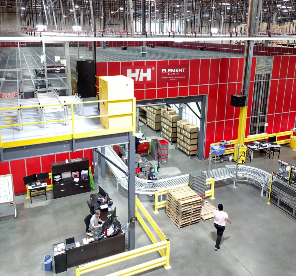 Looking at a warehouse and material flow handling from above