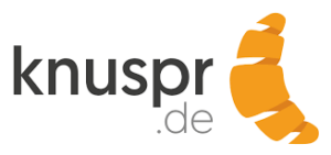 The Knuspr logo with orange details