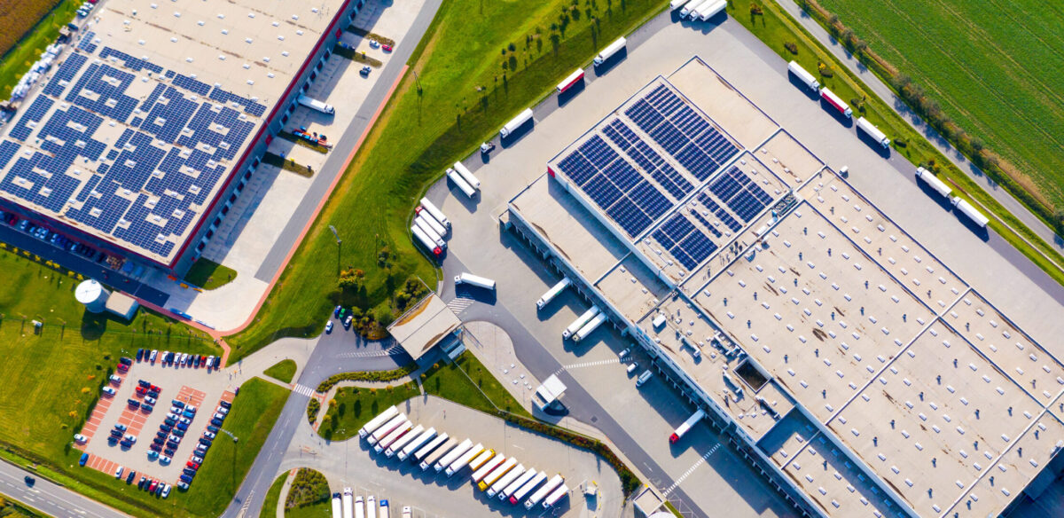 sustainability in automation - facility with solar panels on the roof