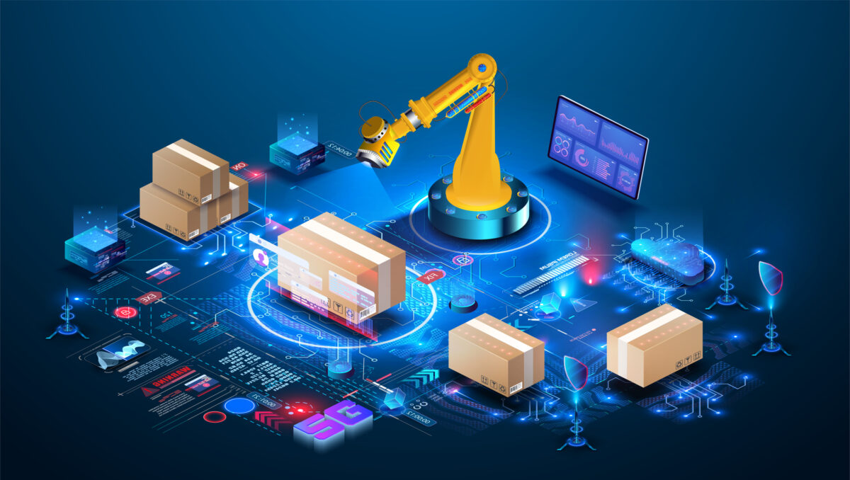 graphic depicting robot scanning packages