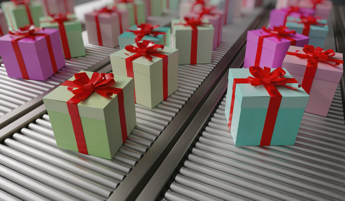 gifts on a conveyor belt