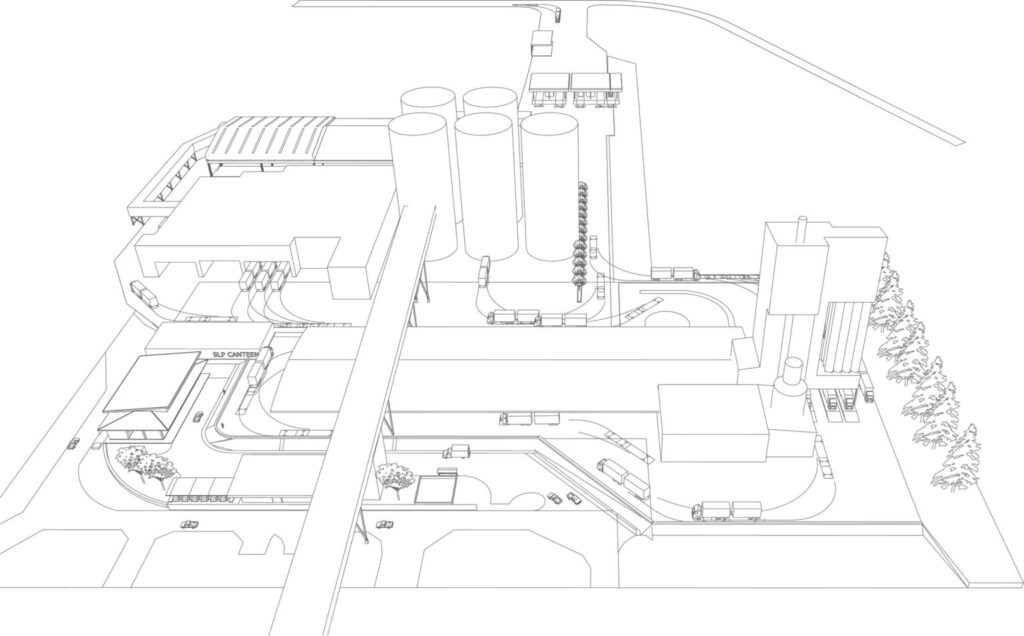 a pencil mockup of a distribution center